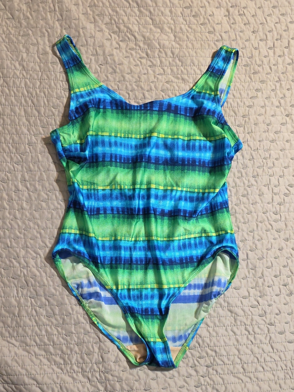 Islander Multicolor Blue Green Striped One-Piece